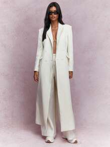 MISSGUIDED PLUS Abrigo de invierno largo y lujoso de doble botonadura, elegante para fiestas de vacaciones, negocios, profesionales, bodas y de talla grande