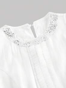 SHEIN MOD Elegant Ruffled Pleated Sleeveless White Blouse For Women - White - View 3