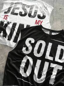 AXEPEAK Casual Streetwear Fashion, English Text Print, 2pcs/Set Men's Tank Top - Multicolor - View 3