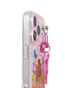 The Winx X SHEIN Durable And Fashionable Mobile Phone Case With Heart Pendant - Printed Protective Cover Design, Compatible With IPhone - Baby Pink - View 3