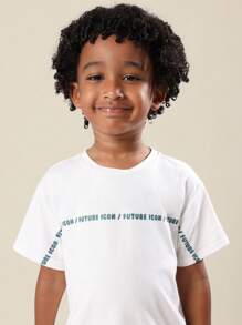 SUMWON Conjunto de camiseta y pantalón corto con cordón para niños, conjunto informal de dos piezas, ropa de playa, ropa urbana para vacaciones y viajes