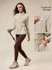 OutZeal 轻便防水立领风衣户外夹克徒步露营 - 綠色 - 查看 4