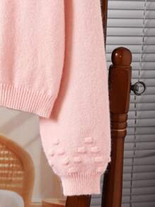Sparklyn 女童乡村手工刺绣可爱圆领长袖针织毛衣上衣，秋冬 - 粉色 - 查看 4