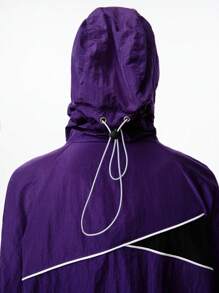 LYSMO Chaqueta ligera de mujer con bloqueo de color, cordón y parches - Nuevas prendas de otoño e invierno 2025 para mujeres - Morado - Ver 7