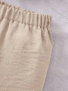 2 件套可爱女婴卡其色无袖上衣和松紧腰裤，夏季服装 - 卡其色 - 查看 6
