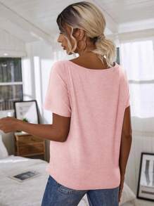 EMERY ROSE 蝙蝠袖纯色 T 恤 - 粉色 - 查看 2