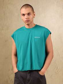 SUMWON Summer Beach Resort Tank Crop Vest Sleeveless Top Amalfi Coast Print Resort Club Vacation Wear Retro Design