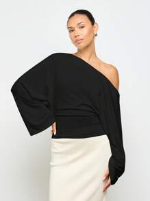 AiiRZ 露肩长袖短款紧身胸衣衬衫优雅晚会正式活动秋冬个性袖子现代设计