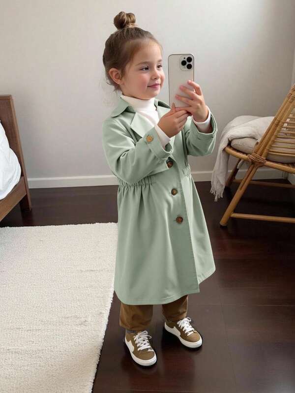 SHEIN Mädchen Loose Fit Hemdkragen Lange Lässig Windjacke für Herbst/Winter