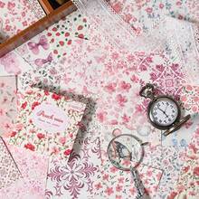 100pcs Mysterious Flower Vine Garden Hand Account Material Book Material Paper Non-Stick 100 Sheets Non-Repeated Creative Vintage Floral Decoration Stickers Non-Stick Hand Account Material Paper Tearable Writing Paper Material Paper