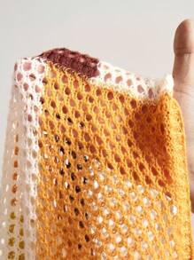 Bohemela Áo len dài tay dáng rộng, mỏng nhẹ, kẻ sọc nhiều màu sắc kiểu vintage mùa hè, thích hợp mặc đi nghỉ mát/bãi biển, phong cách Boho Chic dành cho nữ, phong cách Bohemian cho kỳ nghỉ. - Màu be - Xem 8