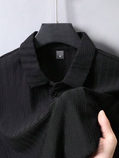 Manfinity Homme Men's Solid Color Short Sleeve Casual Office Polo Shirt