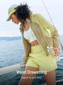 In My Nature 女士休闲户外运动抽绳连帽基本款夹克户外徒步夹克女士拼色休闲夹克，女士跑步夹克女士风衣防晒夹克夹克轻便外套跑步夹克浅黄色和棕色夹克，运动服夹克，拼色，撞色夹克，防晒夹克，秋季户外徒步夹克，透气夹克，拉链夹克