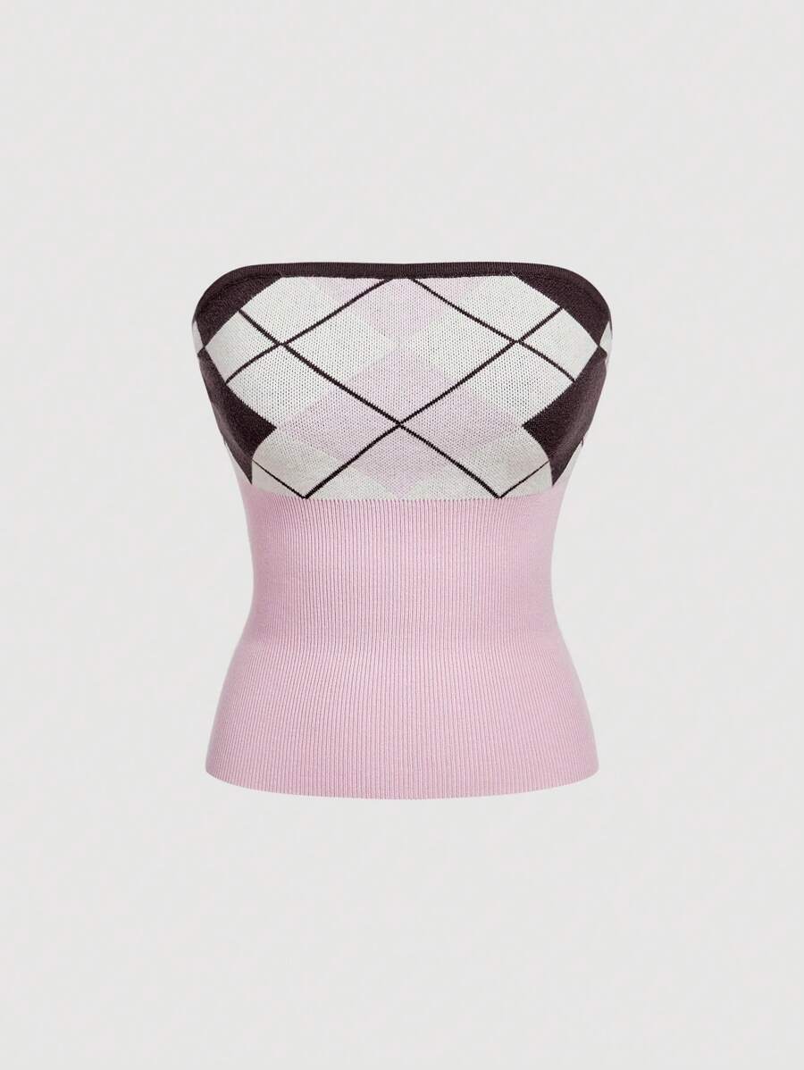 SHEIN MOD Women's Colorful Diamond Pattern Knit Camisole Top, Fall Clothes,Cruise Women Outfits,Back To School - Multicolor - View 1