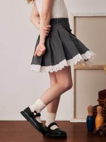 PrepCrw 少女学院风蝴蝶结百褶迷你裙 - 彩色 - 查看 6