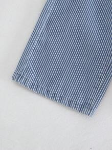 Cozy Pixies 小男孩条纹休闲抽绳腰裤，百搭又舒适 - 藍色 - 查看 4