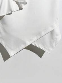 SHEIN Privé Women's Casual Solid Color Minimalist Fashion T-Shirt, Suitable For Summer - White - View 6