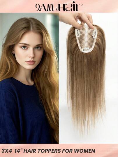 发饰 真人发 透明蕾丝基座 3*4 英寸 女士假发 隐形 自由部分发饰 接发