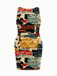 Slaydiva 复古2025图案印花休闲宽松大码连衣裙 - 彩色 - 查看 4