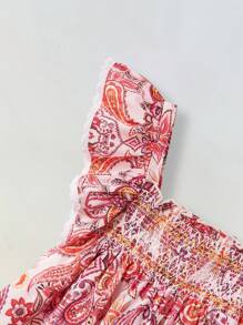 Maija Kids Maija Kids فستان عطلة مربع الرقبة مطبوع بطبعات زهرية وأكمام مكسرة للفتيات الصغيرات