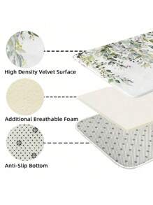 SHEIN 1 件家居装饰、房间装饰、浴室装饰、浴室垫、防滑浴室垫、厨房装饰、厨房垫、浴室套装、入口垫、门垫、柔软毛绒表面、家居装饰、抗疲劳垫、桉树叶图案垫、农舍风格、柔软舒适的表面、缓解足部疲劳、女士情人节礼物生日男朋友女朋友浴室地毯地毯户外地毯门垫夏季浴室配件 - 綠色 - 查看 9