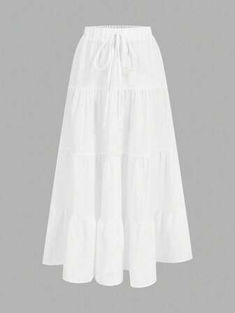 SHEIN EZwear Jupe à ourlet de gâteau multicouche décontractée pour vacances, convient pour l'été