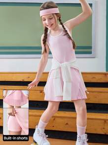 JNSQ Robe de sport professionnelle pour filles pour l'extérieur, retour à l'école. Robe de sport professionnelle pour enfants avec col rond, 4 fils, 6 lignes, impression réfléchissante 3M pour l'extérieur
