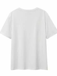 SHEIN LUNE Orange Retro-Style Comfortable Fruit Printed Short Sleeve Top - White - View 2