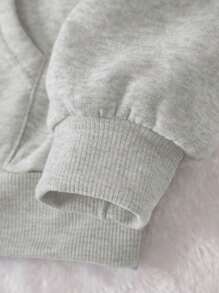 INAWLY Women Letter Printed Casual Drop Shoulder Hoodie Sweatshirt Pullover Fall - Light Grey - View 4
