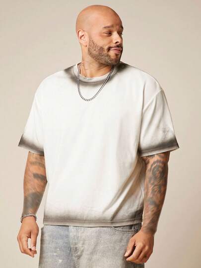 EASEVO Camiseta de manga corta de cuello redondo de punto blanca casual para hombre de talla grande, adecuada para el verano