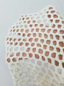 女士海滩度假优雅钩针花卉拼布流苏和服泳衣（花卉颜色随机） - 白色 - 查看 3