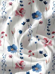 SHEIN LUNE 大码女式V领碎花休闲百搭日常衬衫，适合夏季穿着 - 彩色 - 查看 5