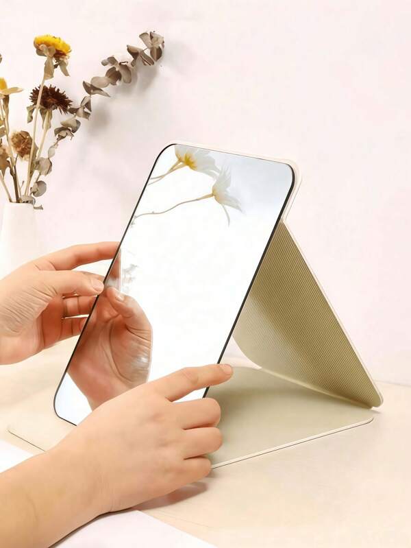 SHEIN Adjustable Portable Vanity Mirror | Desktop/Handheld Cosmetic Mirror For Dorm, Office & Home | Simple Bathroom Decor