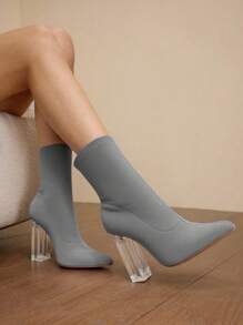 Daringsoles Bottines mode femmes , couleur kaki, talon cristal élastique, bottes confortables et sexy grande taille pour l'extérieur