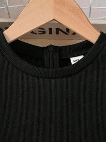 SHEIN Tween 女童优雅纯色印花拼接短袖阔腿连体裤