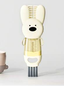SHEIN 1 pièce Brosse à trois en un pour couvercle de lapin ; Brosse pour bouteille d'eau ; Brosse de nettoyage d'espaces ; Brosse de nettoyage de bouteille ; Un cadeau du ciel pour le nettoyage du lait