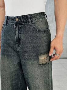 ESTAVOR 男士休闲时尚梭织长牛仔裤 - 棕色 - 查看 4