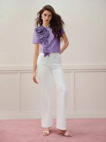 MOTF PREMIUM APPLIQUES SHORT SLEEVE T-SHIRT - Purple - View 5