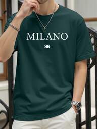 Manfinity Homme Men's Letter & Number Printed Short Sleeve T-Shirt For Summer