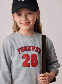 PrepCrw 2 pièces/Set Style universitaire pour filles Sweat-shirt à imprimé lettres et jupe plissée