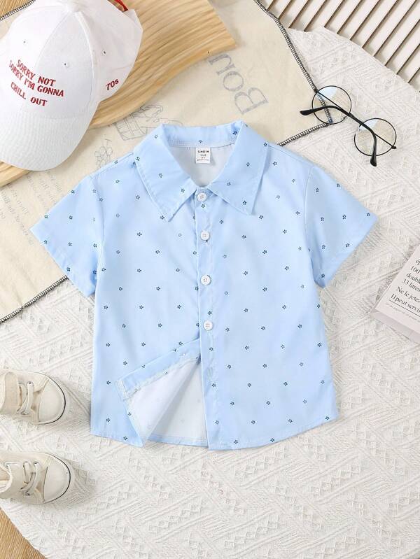 Neue Jungen Sommer Digital Muster Polokragen Kurzarm Poloshirt