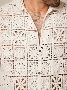 EASEVO Plus Size Men's Casual Loose Knitted Shirt And Shorts Set, For Fall Winter