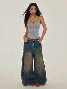 SHEIN PETITE Top de tirantes casual de color sólido para mujer, verano - Gris - Ver 6