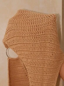 Swim Chiccia Crochet Asymmetrical Openwork Design Halter One-Piece Swimsuit Cover Up For Summer Beach Vacation