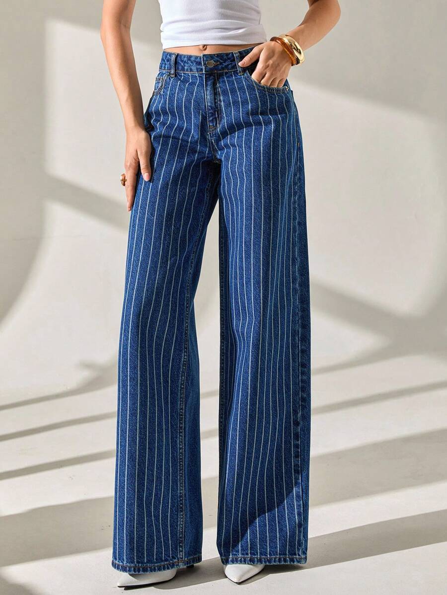 CLARA VERO CHI TIẾT QUẦN LASER CẠP THẤP CHÂN RỘNG CHO NỮ - Rửa tối - Xem 1