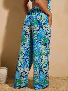 Vixey 热带植物印花休闲度假阔腿裤，热带风情，度假女士，夏季女士，夏季女士长裤，女士度假 - 彩色 - 查看 5