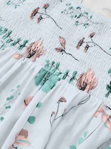 Franclia Plus Size Women's Fashion Floral Chiffon Dress With Elegant Lightweight Summer Jacket 2pcs Set - Mint Blue - View 5