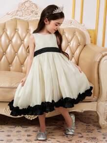 Dazy Kids Girls Sleeveless Round Neck Dress Summer - Black and White - View 1
