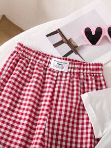 Sparklyn 1set Tween GirlsCasual Cute Plaid & Cherry Print T-Shirt And Pants Set - Red - View 3