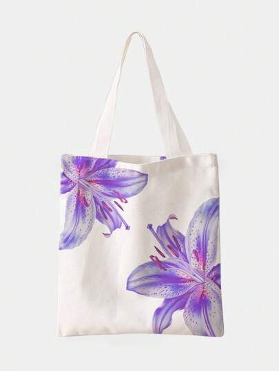 Kawaii Vacation Floral Pattern Double-Sided Print Casual/Work Tote Bag